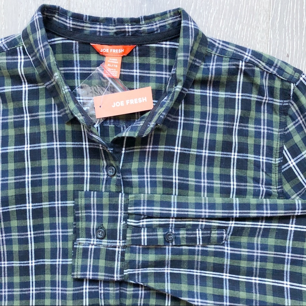 NWT XL JOE FRESH Plaid Classic Button-Up Casual